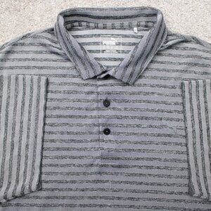 Puma Polo Shirt Mens 2XL XXL Gray Striped Golf Short Sleeve Stretch Pullover